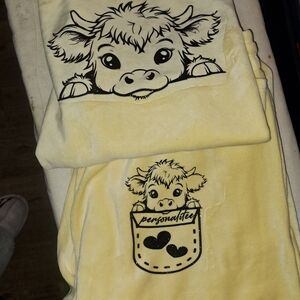 Cute Yellow Cow Print Crop Set